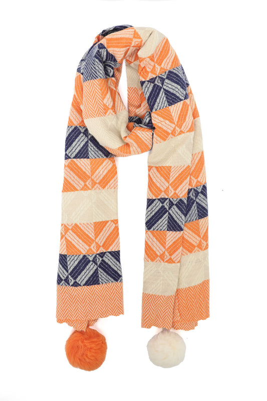 TWIN TASSELED WOOL SCARF-ORANGE
