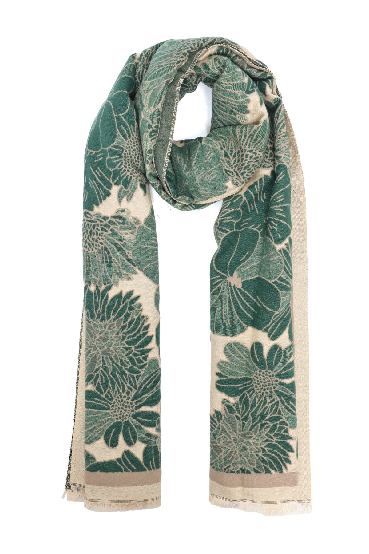 FLORAL SOFT SCARF-GREEN