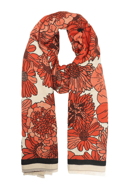 FLORAL SOFT SCARF-ORANGE
