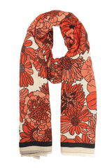 FLORAL SOFT SCARF-ORANGE