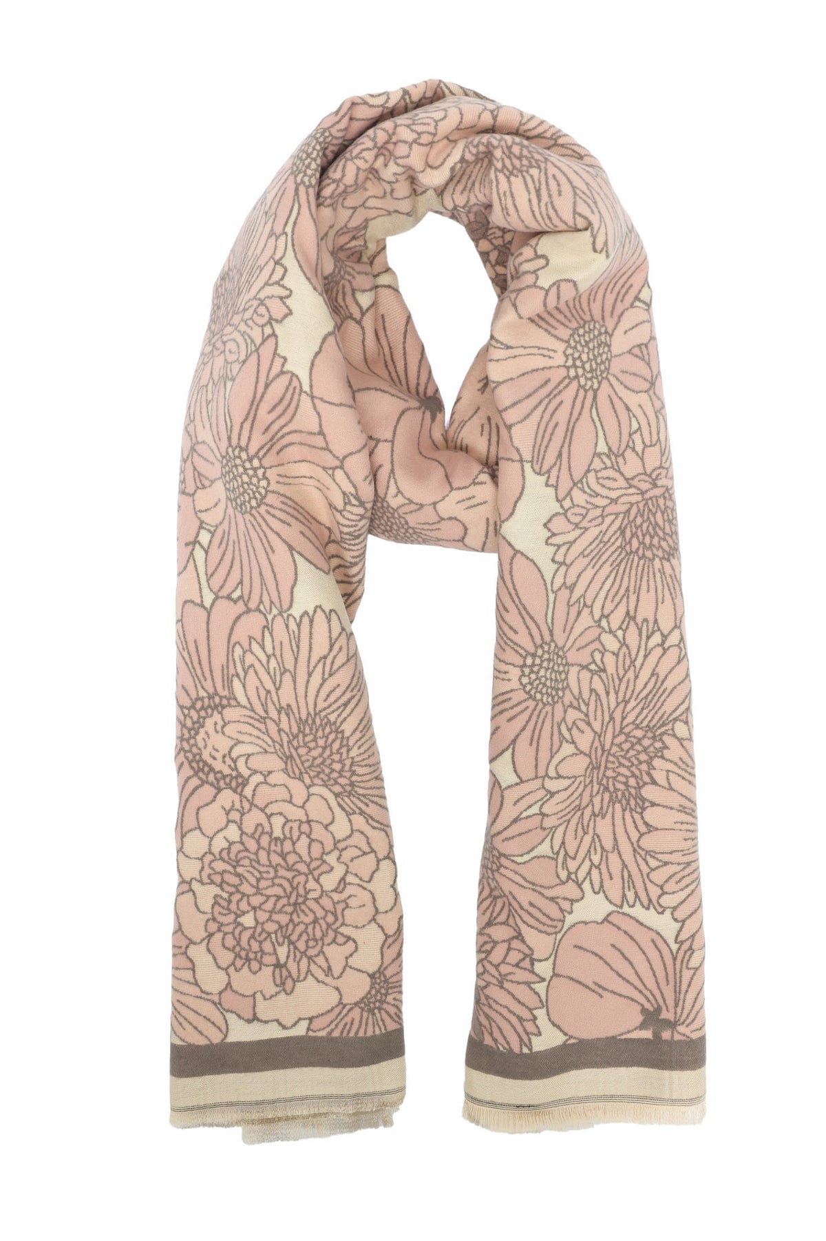 FLORAL SOFT SCARF-DUST/PINK
