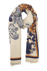 TIMELESS CHARM SCARF-BEIGE/NAVY