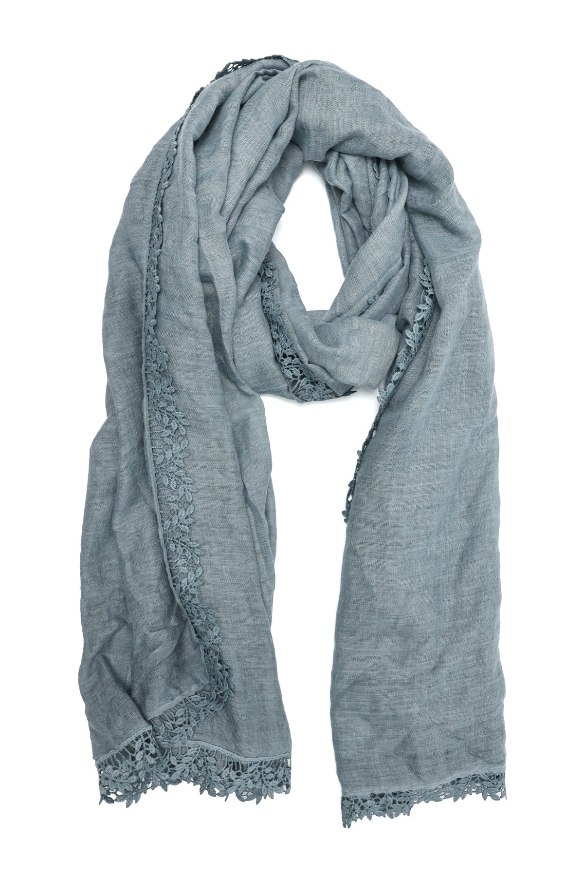 CASUAL LINEN TRIM SCARF-FADE/BLU