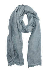 CASUAL LINEN TRIM SCARF-FADE/BLU