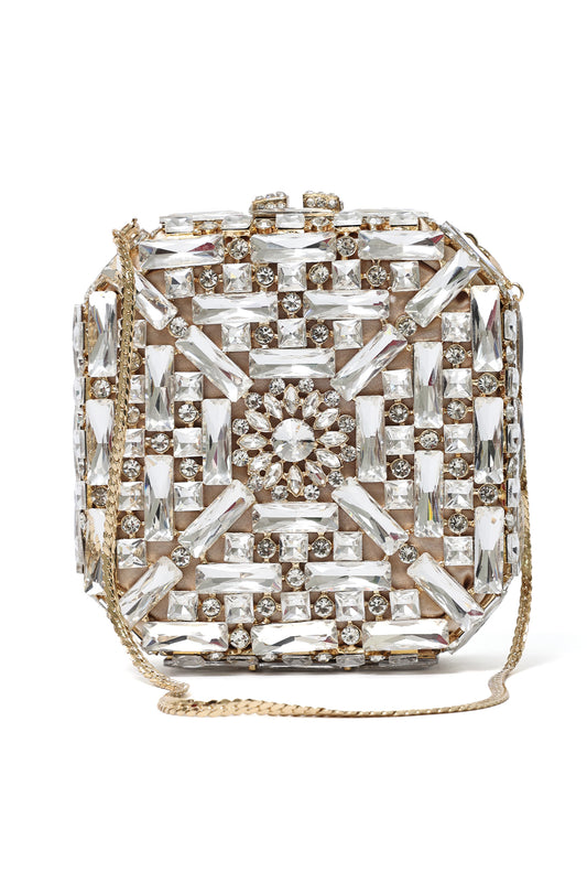 PRISM TILE CLUTCH-SILV/GOLD