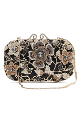 FLORAL CRYSTAL EMBELLISHED CLUTCH-MULTI-BLACK