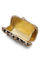 FLORAL CRYSTAL EMBELLISHED CLUTCH-MULTI-BLACK
