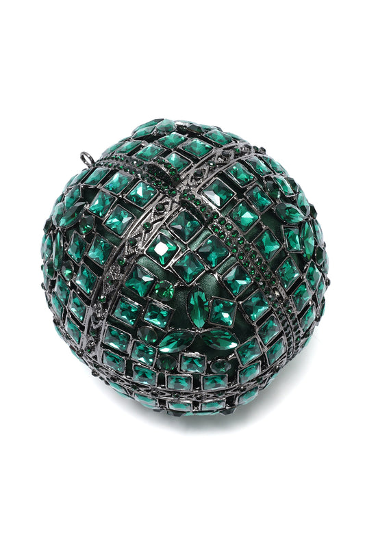 EMERALD-TONE GEMSTONE BALL CLUTCH-GREEN