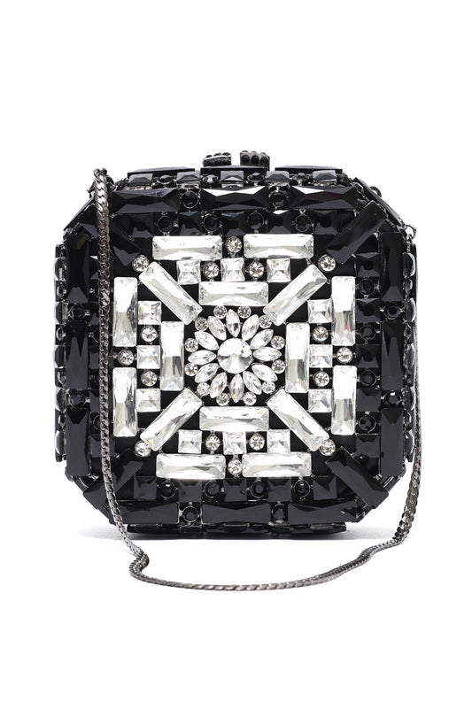 PRISM TILE CLUTCH-SILV/BLK