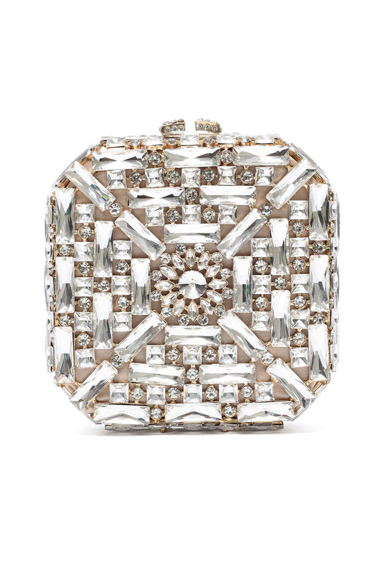 PRISM TILE CLUTCH-SILV/GOLD