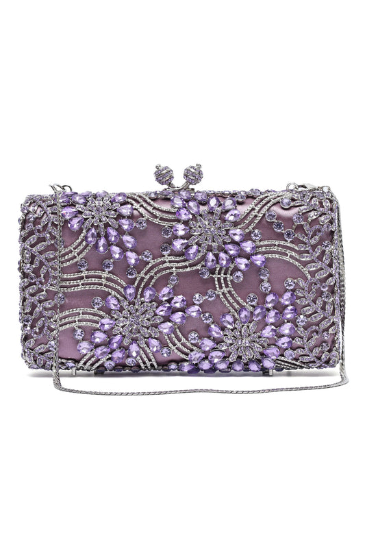 FLORAL FILIGREE CLUTCH-PURPLE