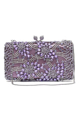 FLORAL FILIGREE CLUTCH-PURPLE