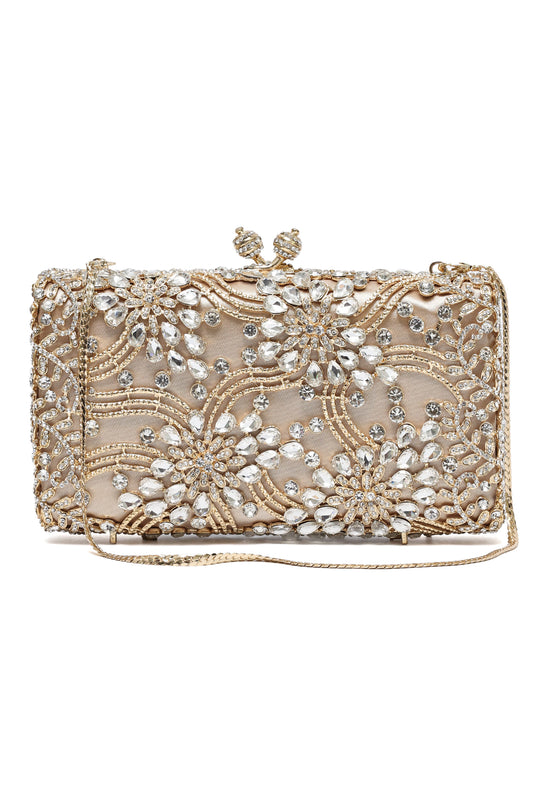 FLORAL FILIGREE CLUTCH-SILV/GOLD