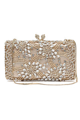 FLORAL FILIGREE CLUTCH-SILV/GOLD