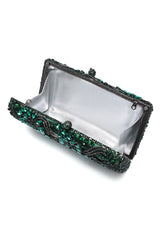 FLORAL FILIGREE CLUTCH-GREEN