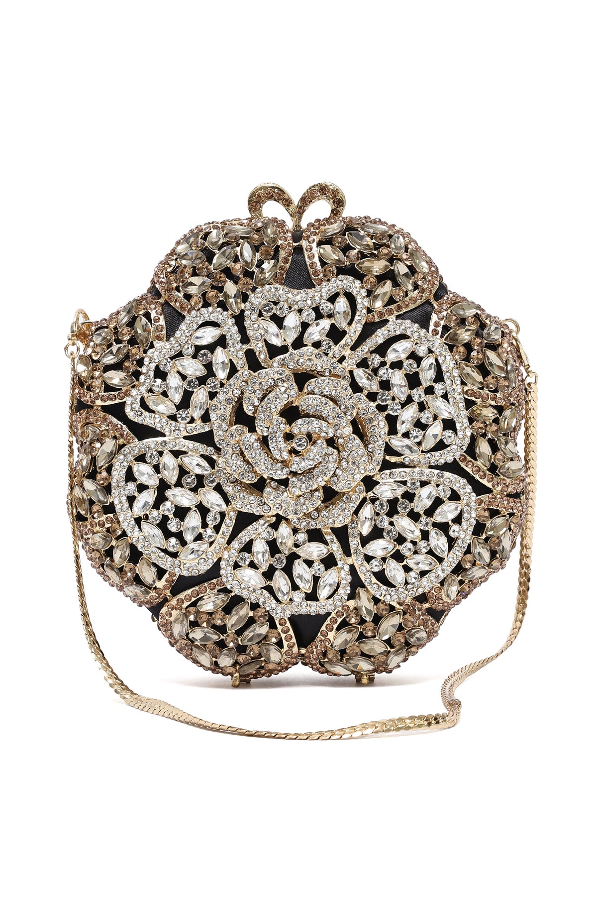 ROSE MEDALLION CLUTCH-GOLD/SILV