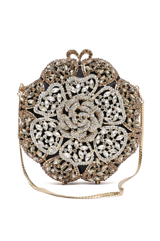 ROSE MEDALLION CLUTCH-GOLD/SILV