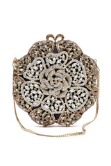ROSE MEDALLION CLUTCH-GOLD/SILV
