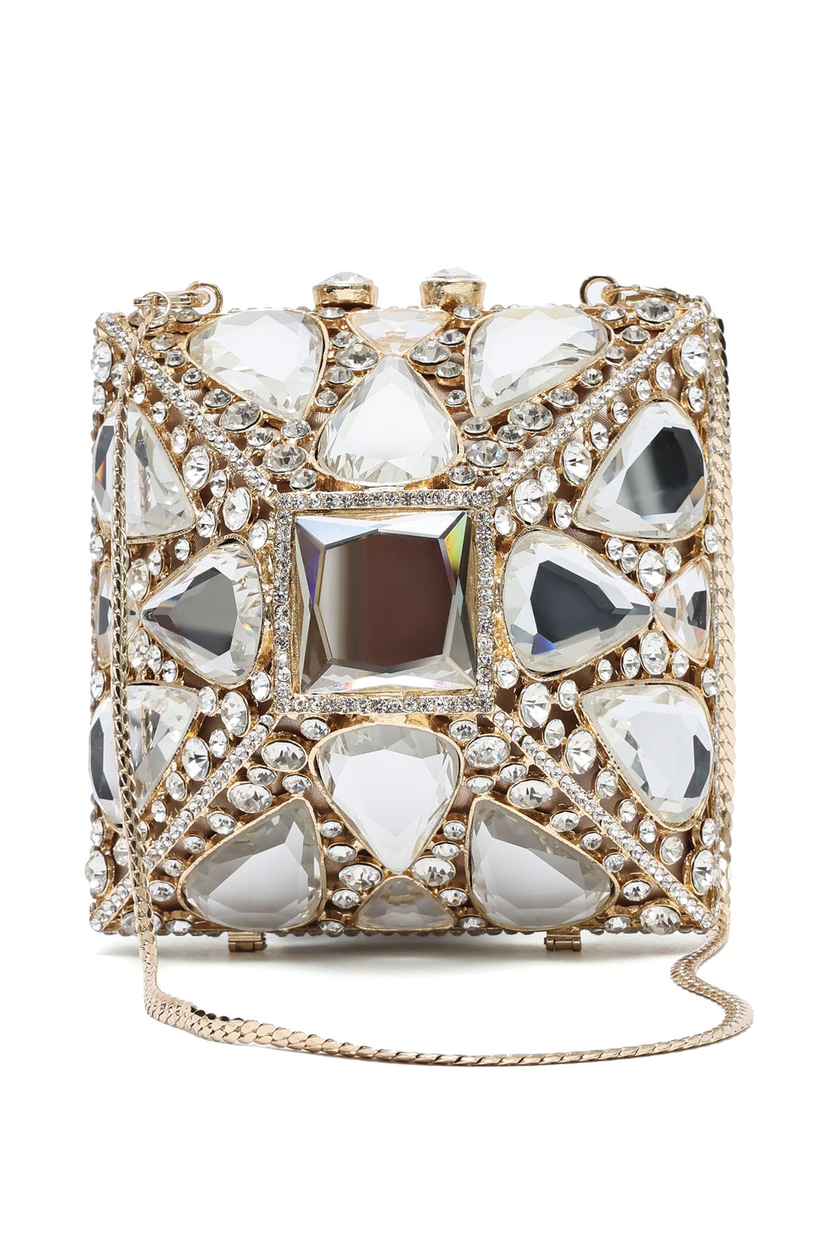 PRISMATIC VAULT CLUTCH-SILV/GOLD
