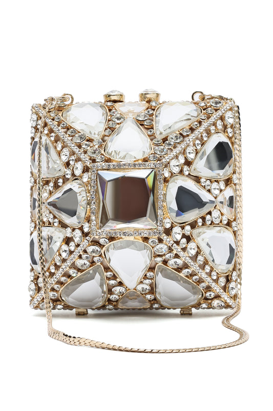 PRISMATIC VAULT CLUTCH-SILV/GOLD
