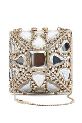 PRISMATIC VAULT CLUTCH-SILV/GOLD