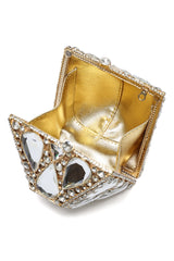 PRISMATIC VAULT CLUTCH-SILV/GOLD