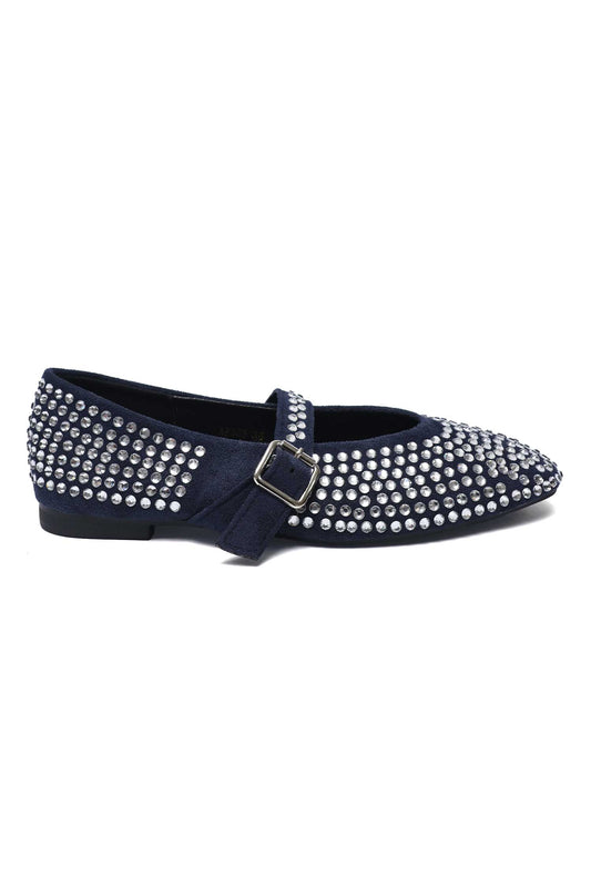 SOLENE DECORATED FLAT-NAVY