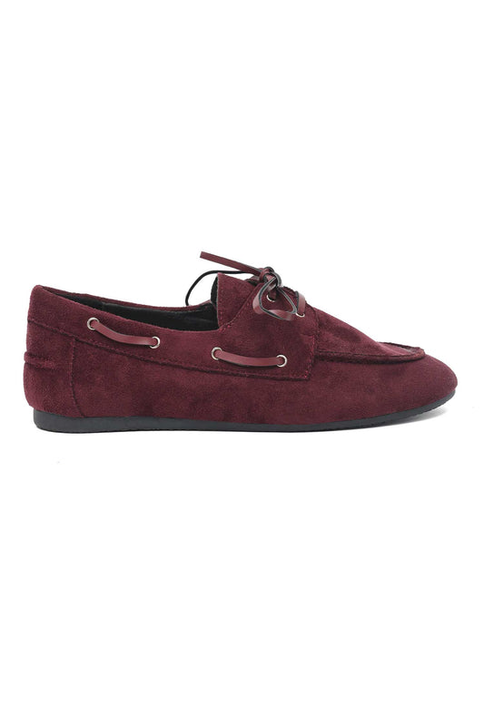 CORD LACE SUEDE LOAFER-BURGUNDY