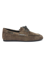CORD LACE SUEDE LOAFER-DK/OLIVE