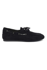 CORD LACE SUEDE LOAFER-BLACK