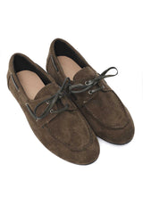 CORD LACE SUEDE LOAFER-DK/OLIVE