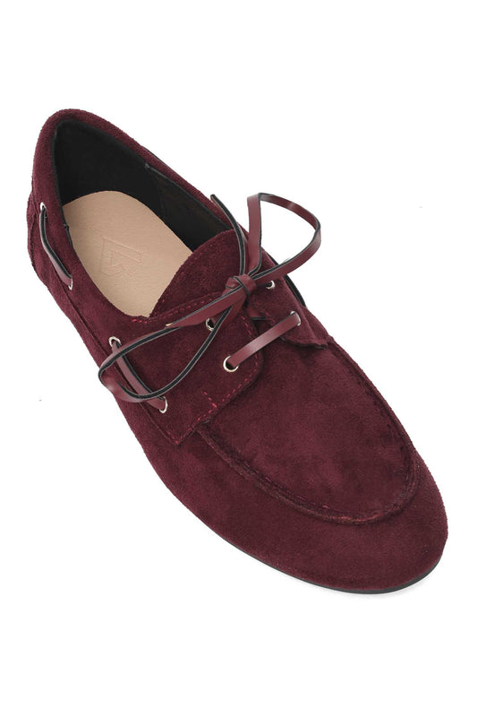 CORD LACE SUEDE LOAFER-BURGUNDY