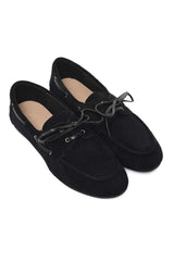 CORD LACE SUEDE LOAFER-BLACK