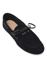 CORD LACE SUEDE LOAFER-BLACK