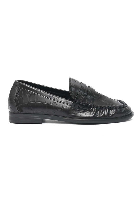 OXFORD CROC LOAFER-BLACK