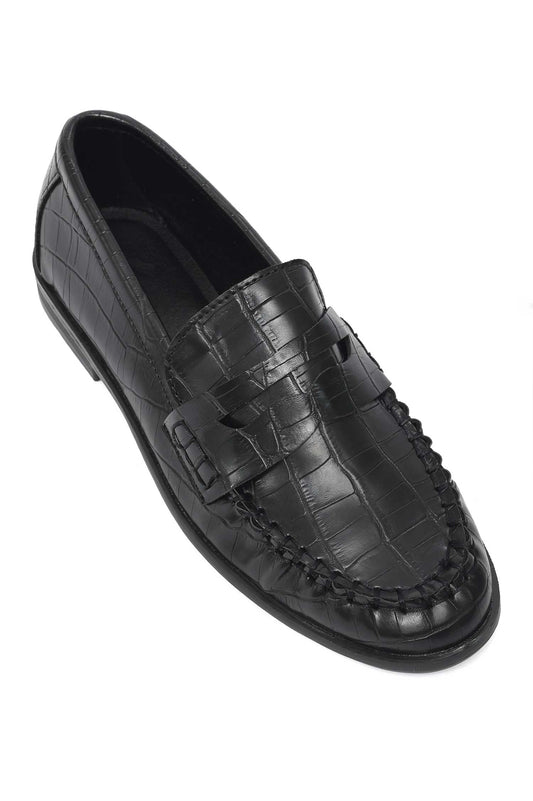 OXFORD CROC LOAFER-BLACK