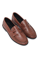 OXFORD CROC LOAFER-DK/CAMEL