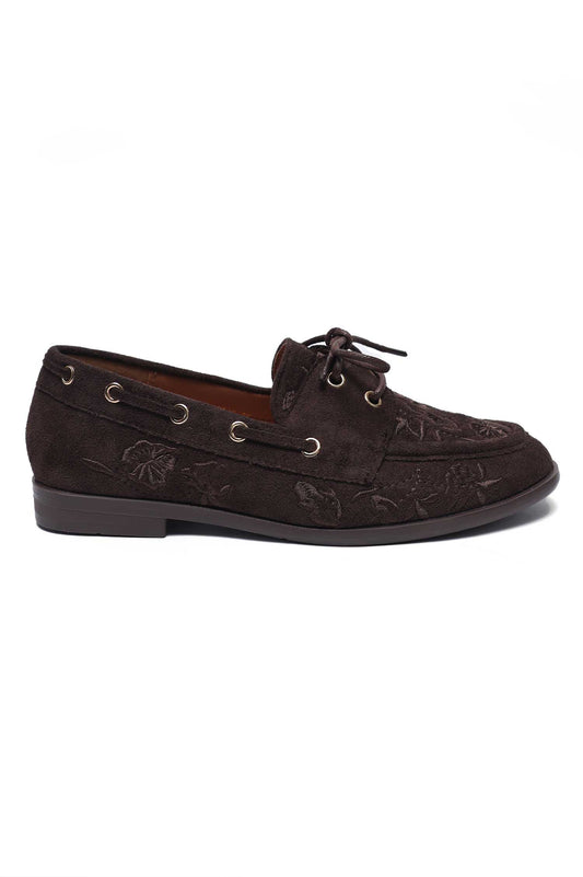 FLORÉA EMBROIDERED LOAFER-BROWN