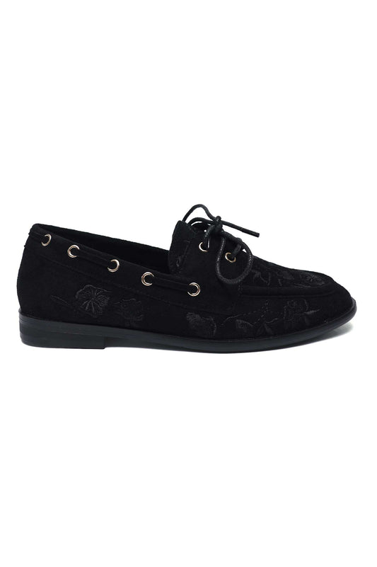 FLORÉA EMBROIDERED LOAFER-BLACK