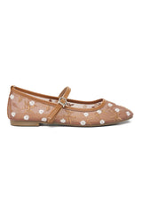 ENCHANT MESH BLOOMS FLAT-CAMEL