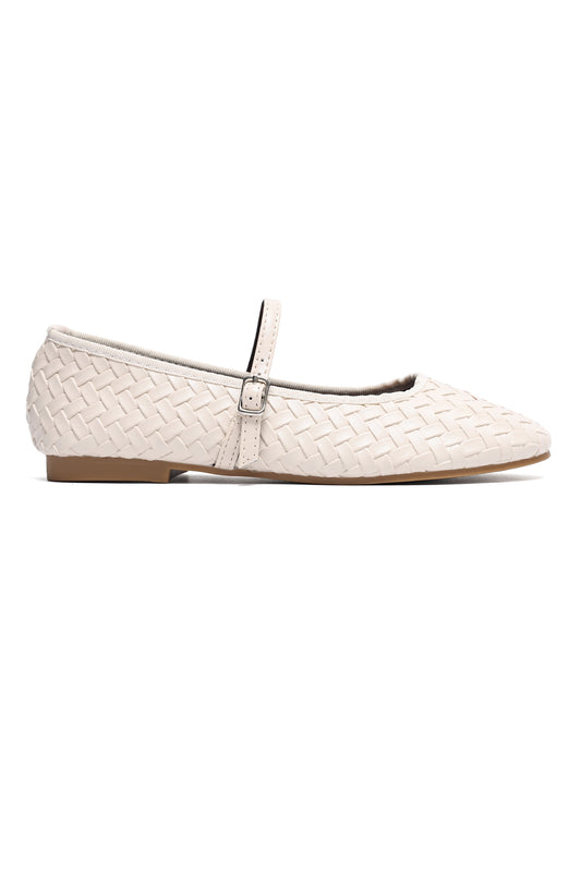 PROVENCE WOVEN MARY JANE FLAT-BEIGE