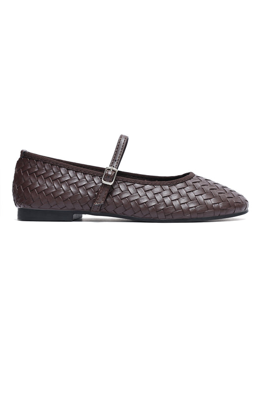 PROVENCE WOVEN MARY JANE FLAT-BROWN