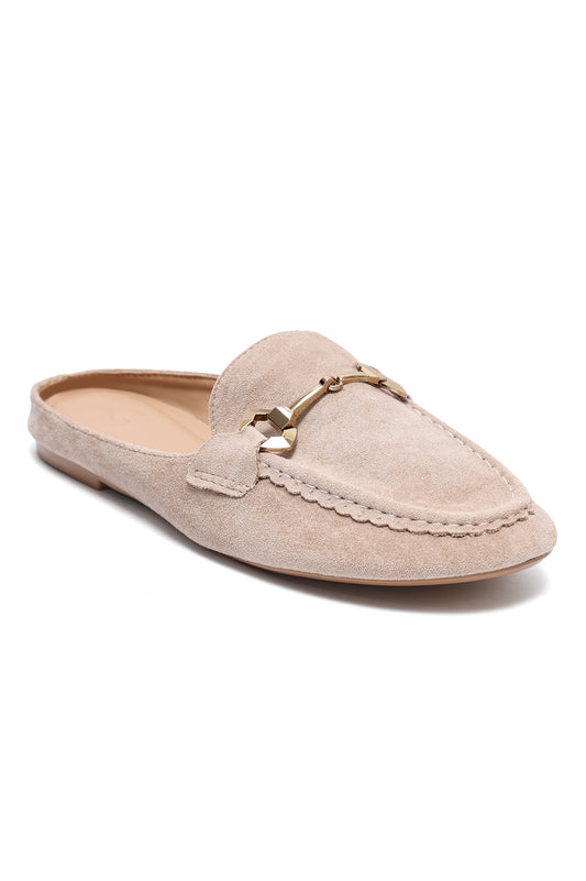 MAYFAIR HORSEBIT SUEDE MULE-BEIGE