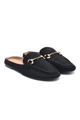MAYFAIR HORSEBIT SUEDE MULE-BLACK
