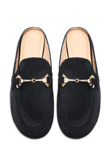 MAYFAIR HORSEBIT SUEDE MULE-BLACK