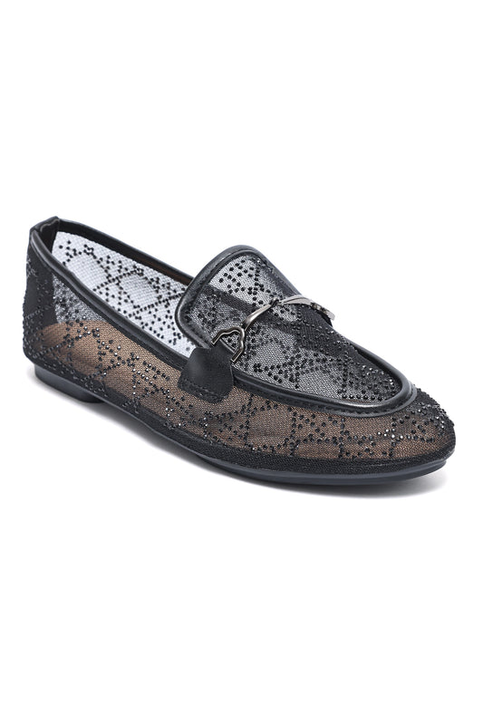 VENICE CRYSTAL MESH LOAFER-BLACK