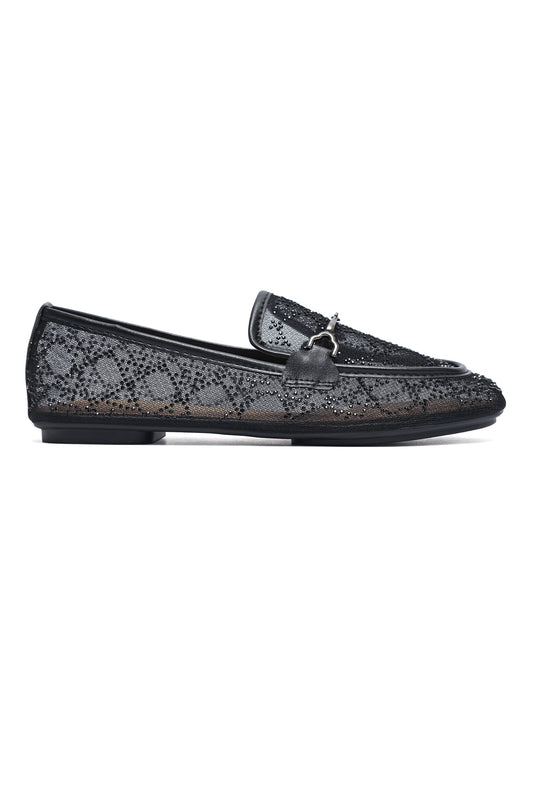 VENICE CRYSTAL MESH LOAFER-BLACK