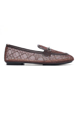 VENICE CRYSTAL MESH LOAFER-BROWN