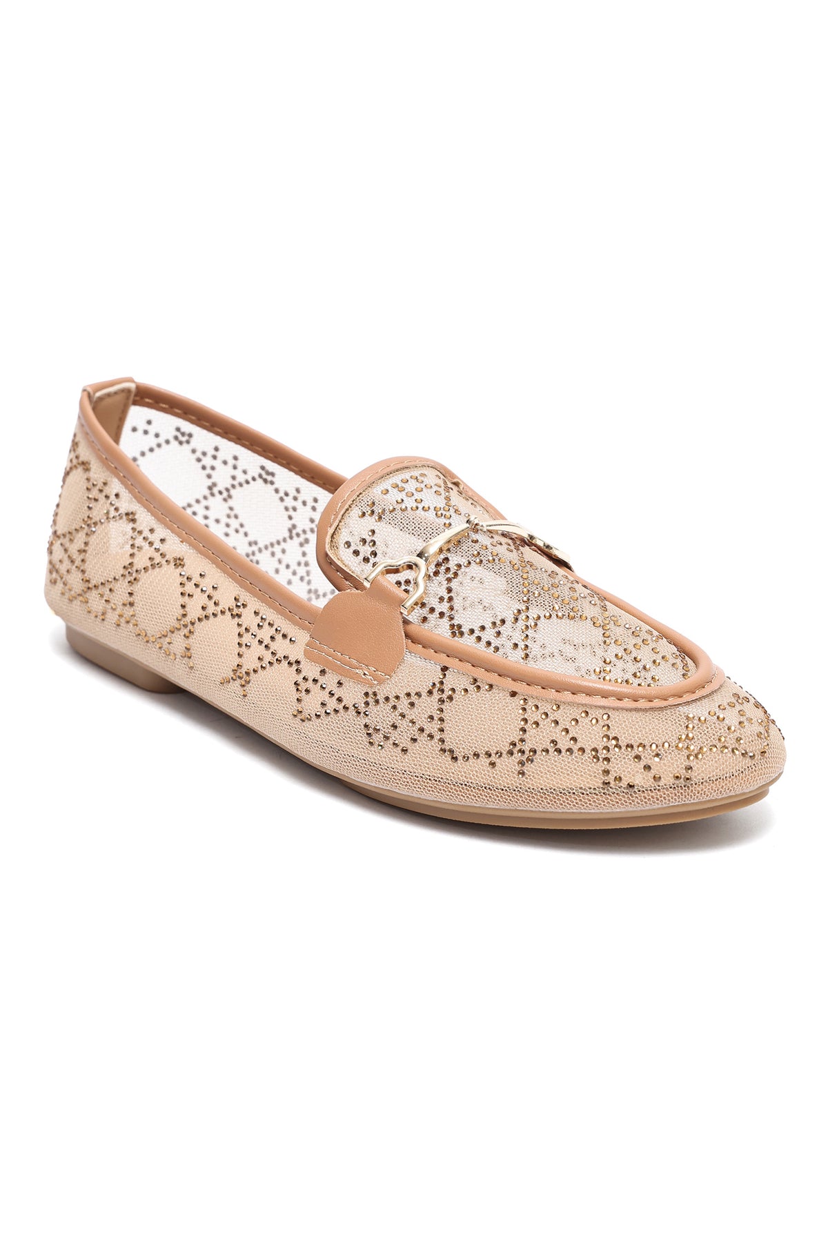 VENICE CRYSTAL MESH LOAFER-KHAKI