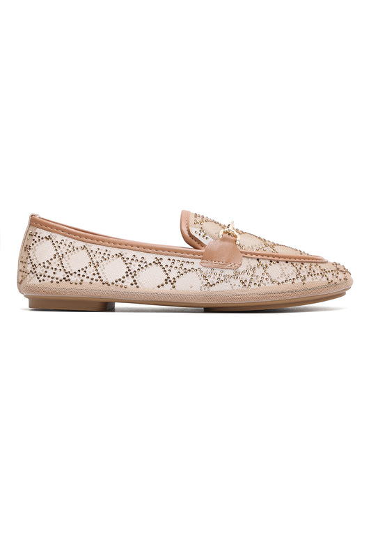 VENICE CRYSTAL MESH LOAFER-KHAKI